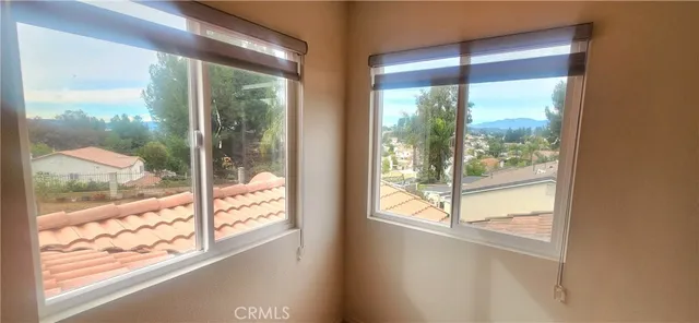 a view of a city from a fountain