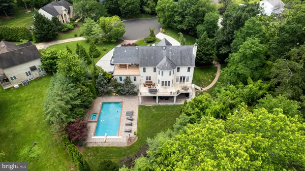 an aerial view of a house