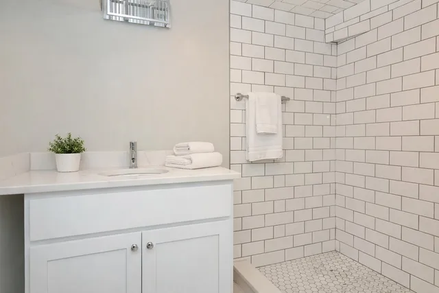 a bathroom with a shower