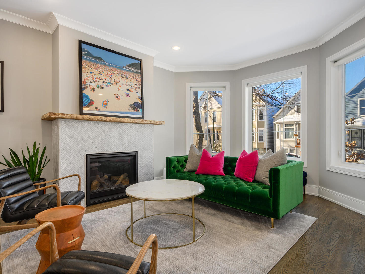 2919 North Dawson Avenue Chicago, IL 60618 - Photo 2 of 38 a living room with furniture and a fireplace