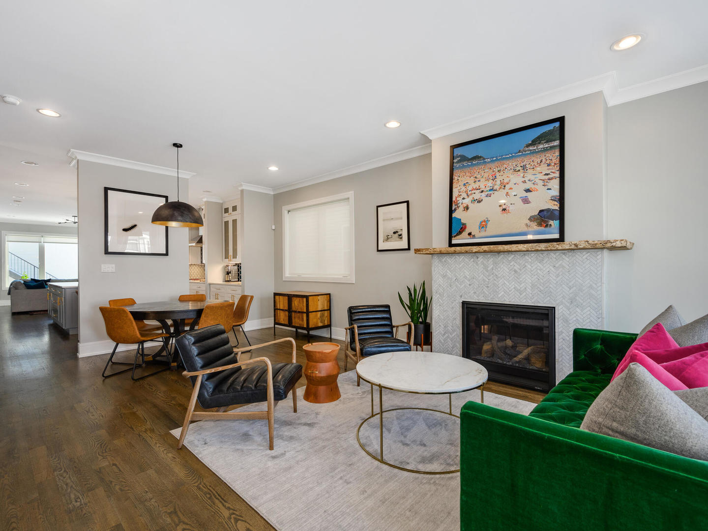 2919 North Dawson Avenue Chicago, IL 60618 - Photo 4 of 38 a living room with furniture a fireplace and a flat screen tv