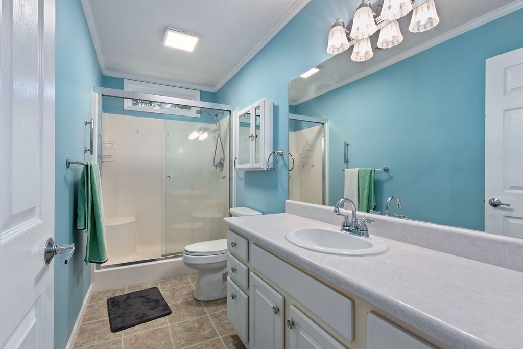 615 Little Ranger Road Murphy, NC 28906 - Photo 47 of 97 a bathroom with a sink a toilet a mirror and shower