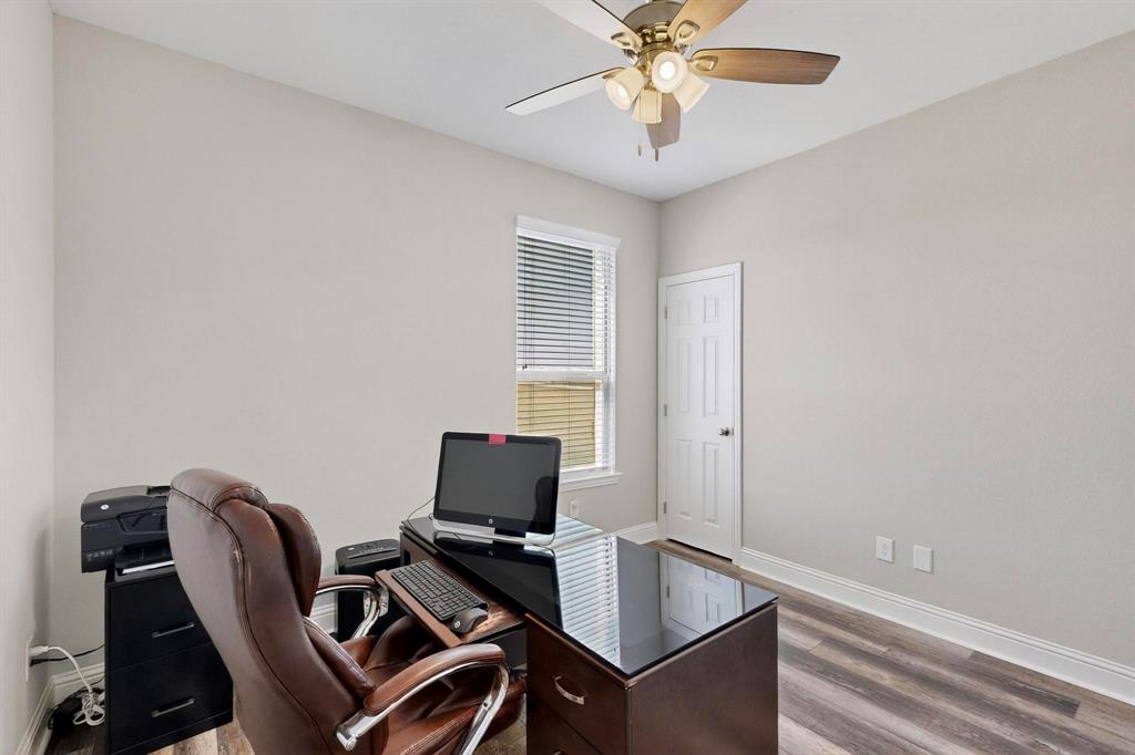 634 Gant Road Sherman, TX 75090 - Photo 16 of 40 Home office with light wood finished floors and a ceiling fan