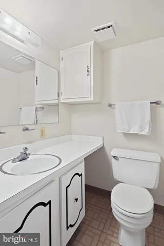 a bathroom with a sink toilet and vanity