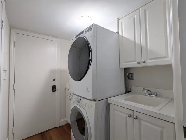 a utility room with dryer and washer