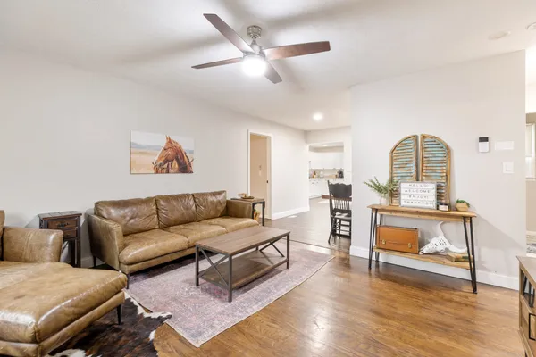 a living room with furniture