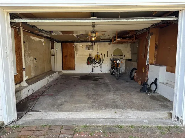 a view of a garage with rack