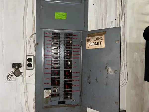 a view of a garage with stuff