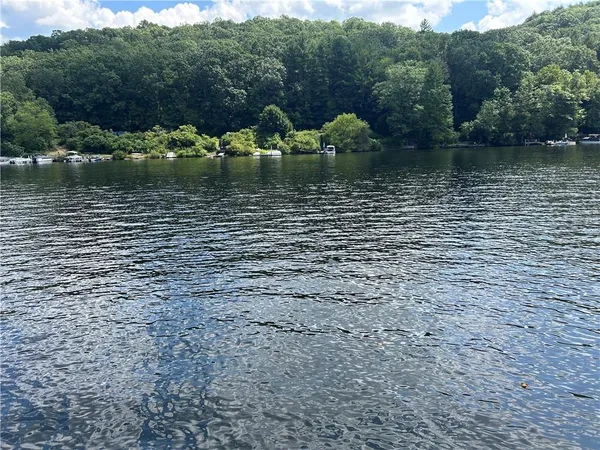 a view of a lake with houses