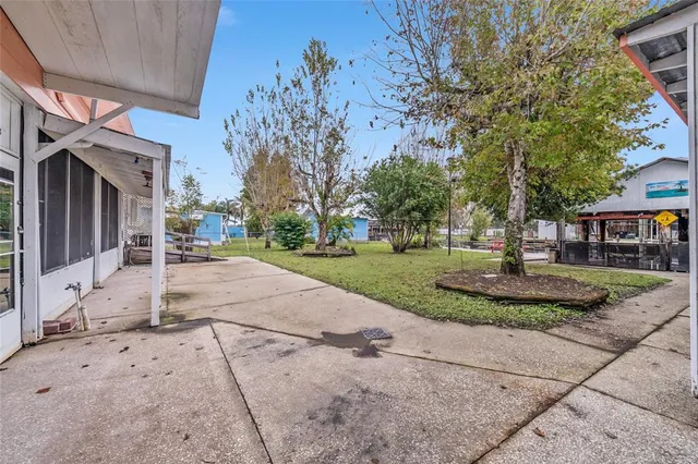 a view of a park with plants and trees