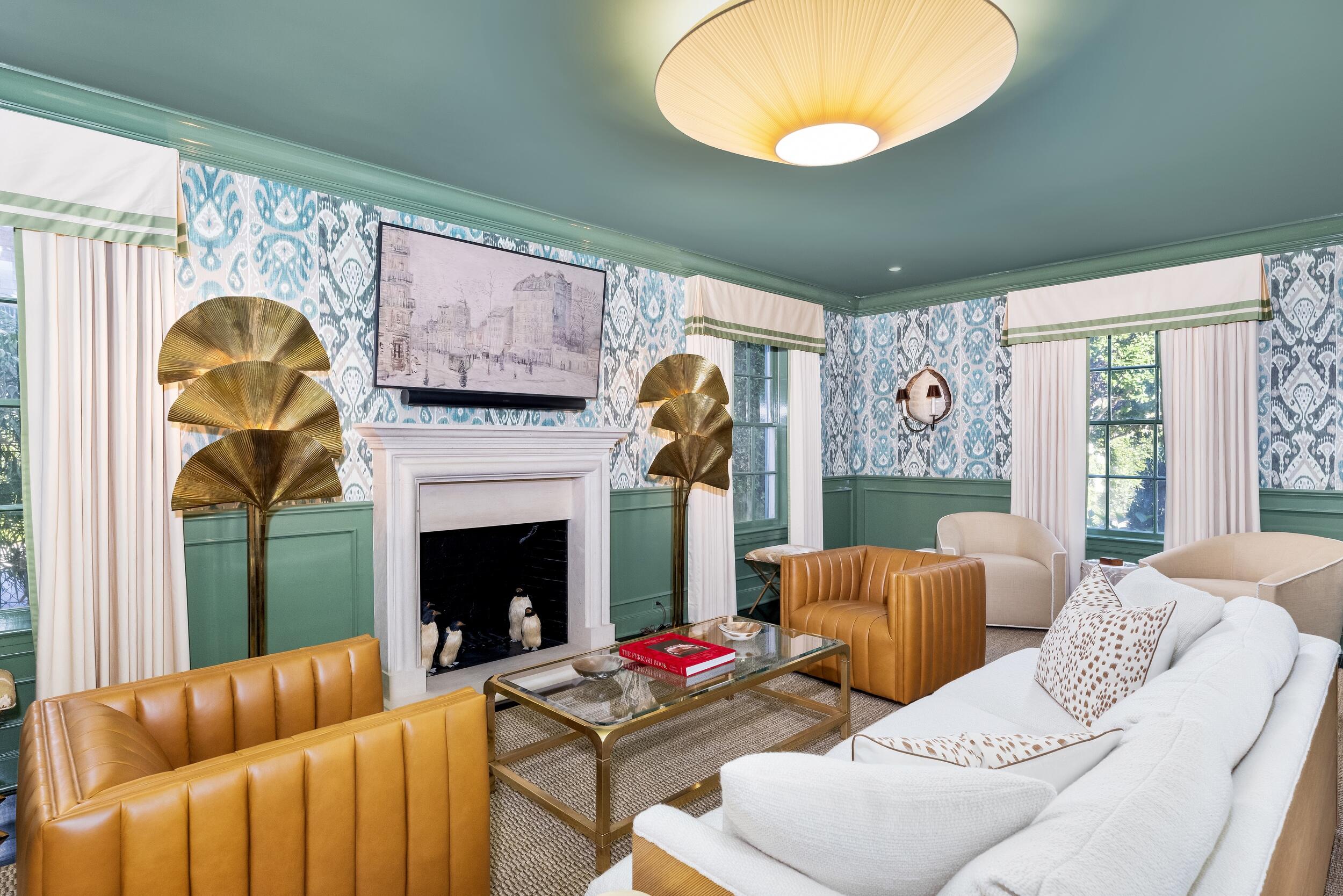 130 Cocoanut Row Palm Beach, FL 33480 - Photo 8 of 66 a living room with furniture and a fireplace