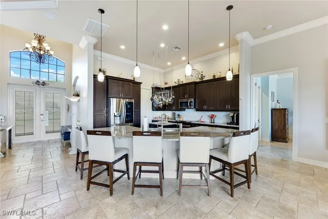 a view of a dining area with furniture