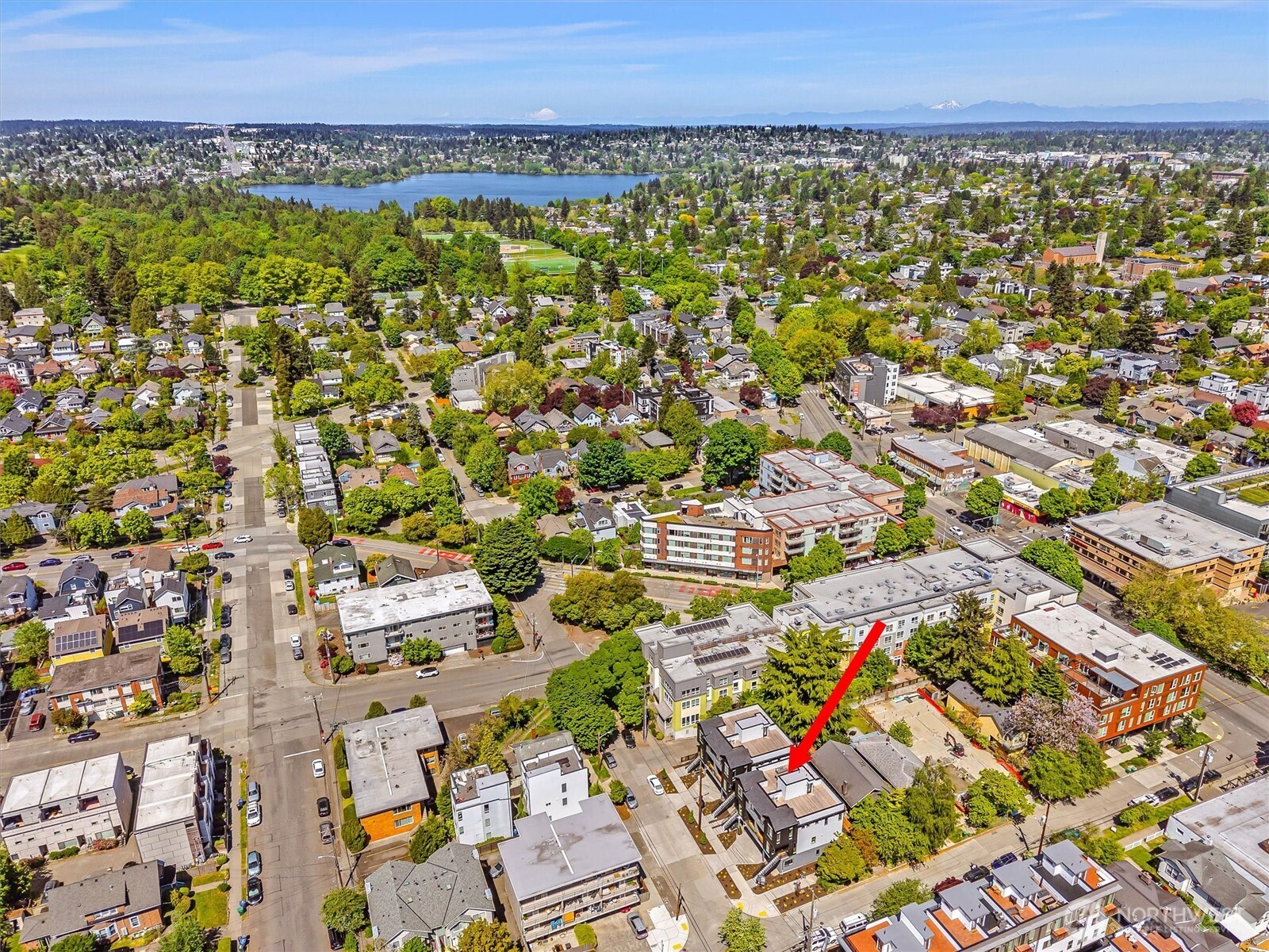 4460 Midvale Avenue North Seattle, WA 98103 - Photo 40 of 40 an aerial view of residential building and trees