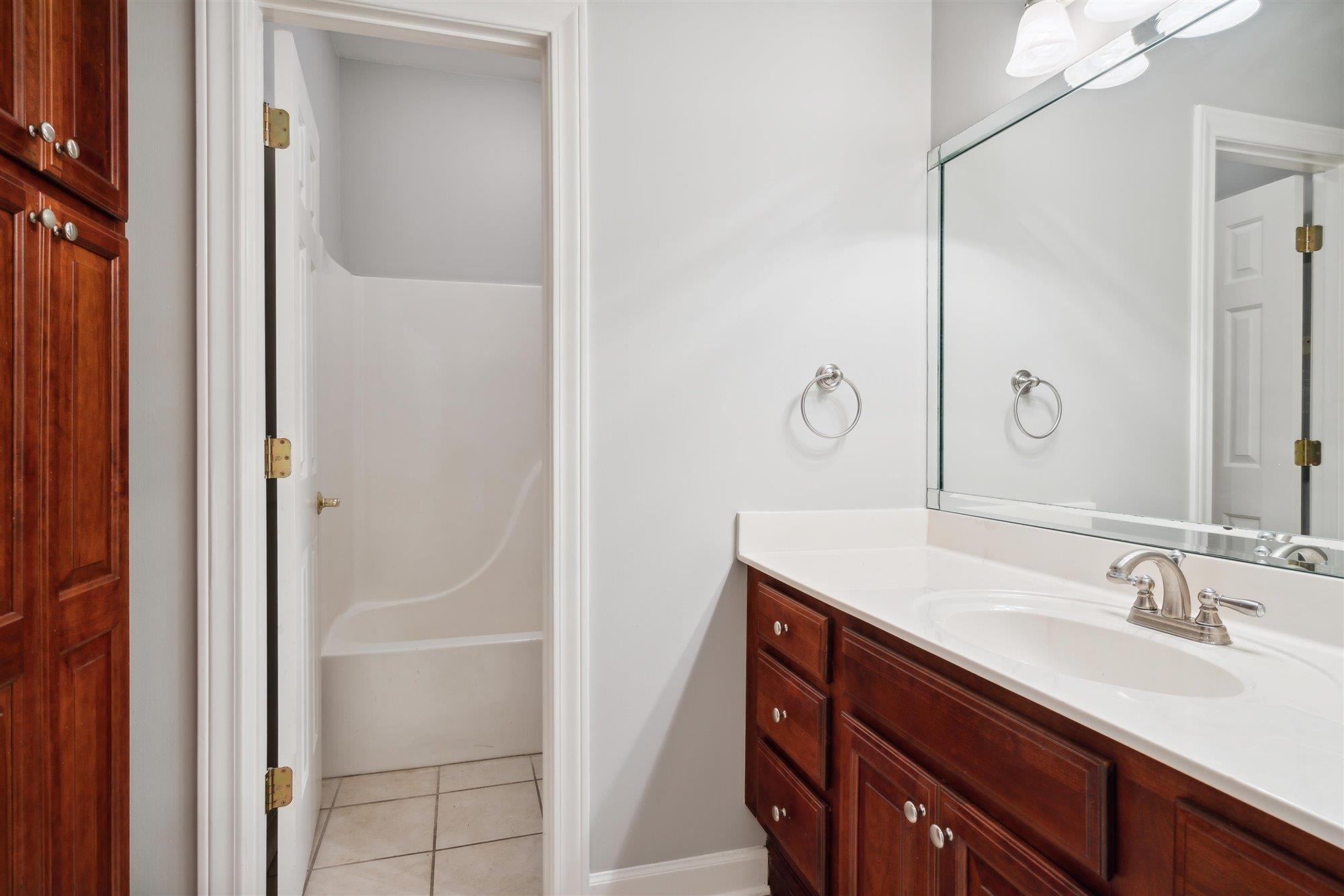 139 Pine Ridge Cove Holly Springs, MS 38635 - Photo 22 of 38 a bathroom with a sink and a mirror