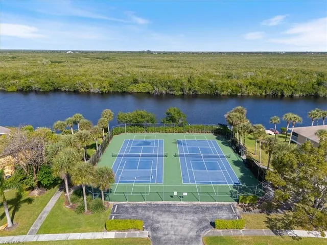 a view of a water pond with an ocean