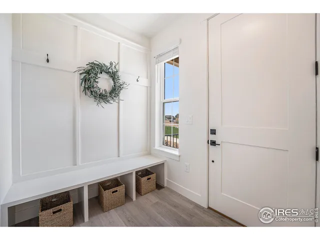 a view of workspace with wooden floor
