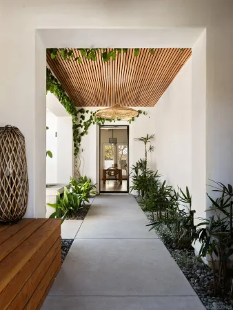 a view of a porch with furniture