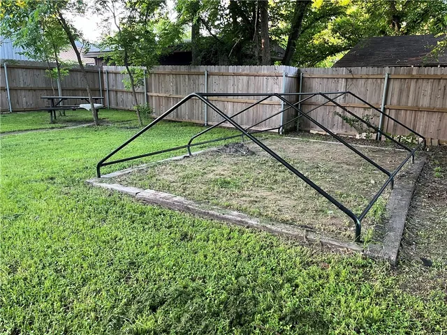 a view of a backyard with a small park