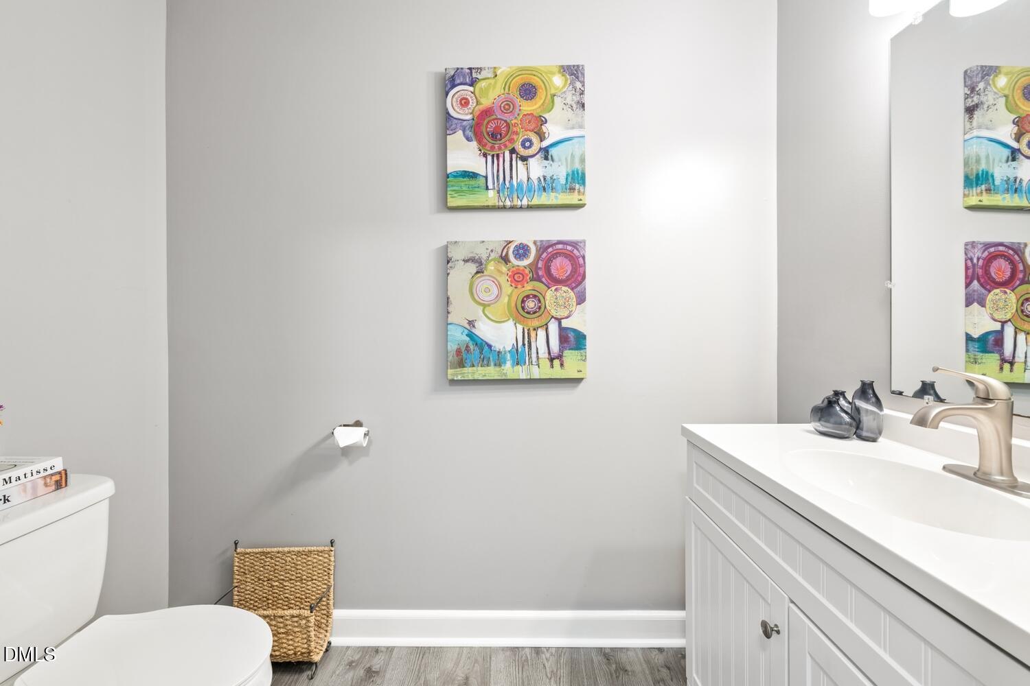 414 South Maple Street Graham, NC 27253 - Photo 19 of 42 a bathroom with a sink mirror and toilet