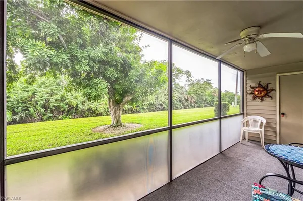 a view of an outdoor space with seating area