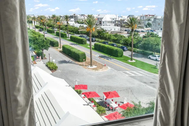 a view of a city from a balcony