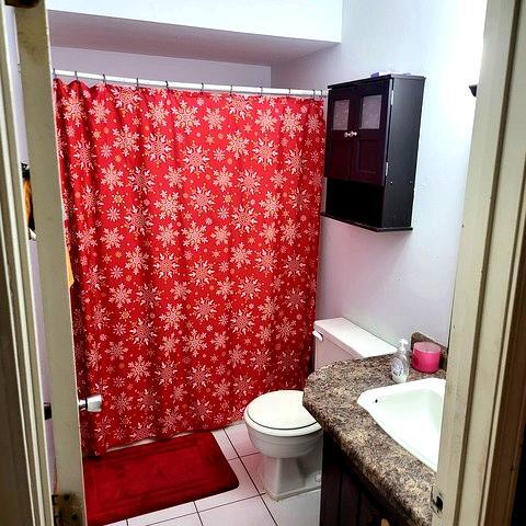 212 Madison Street, Unit 3B Joliet, IL 60435 - Photo 7 of 11 a bathroom with a granite countertop toilet and a sink