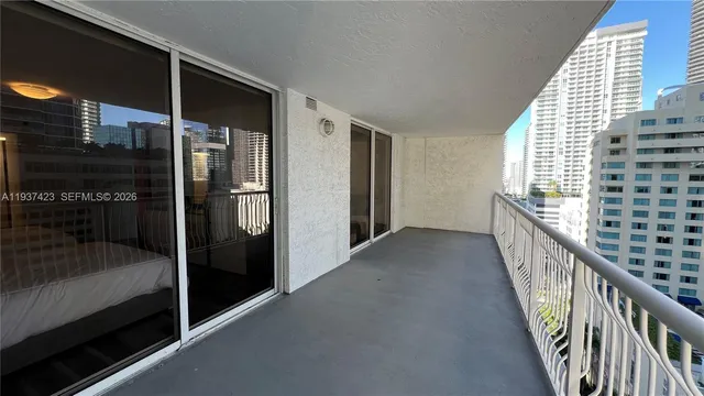 a view of balcony with city view