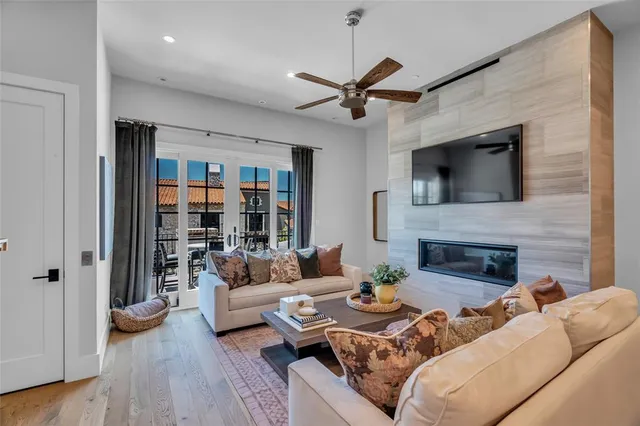 a view of a patio with a table and chairs