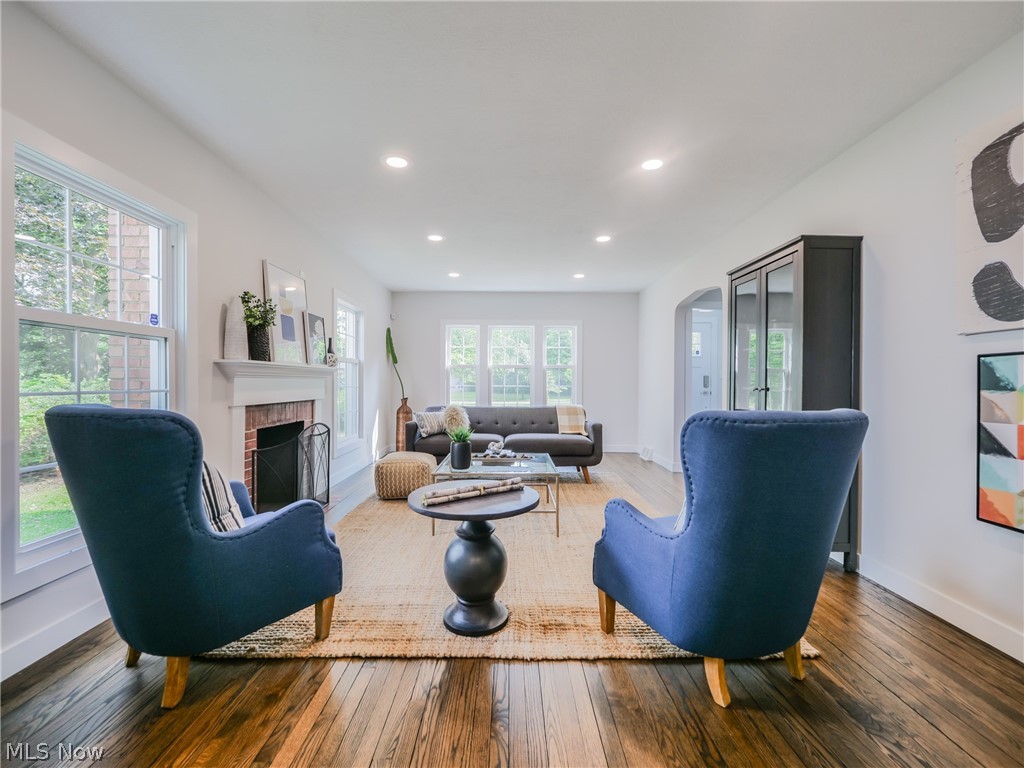 14160 Onaway Road Cleveland, OH 44120 - Photo 2 of 35 Living room with hardwood / wood-style floors and a fireplace