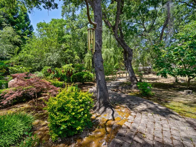 a backyard of a house with lots of green space
