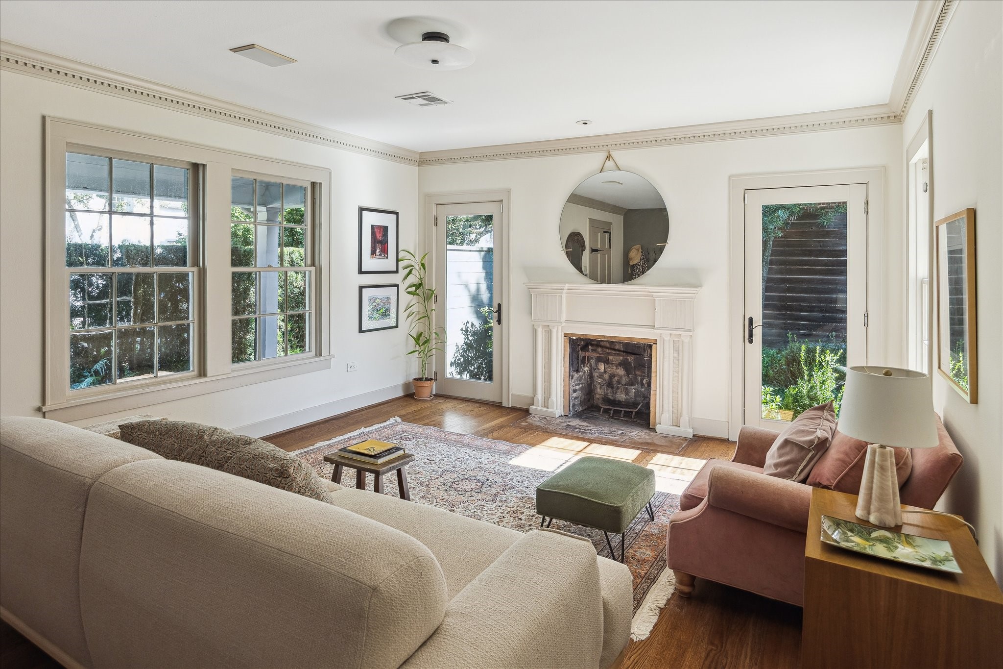1807 Albans Road Houston, TX 77005 - Photo 7 of 39 a living room with furniture and a fireplace