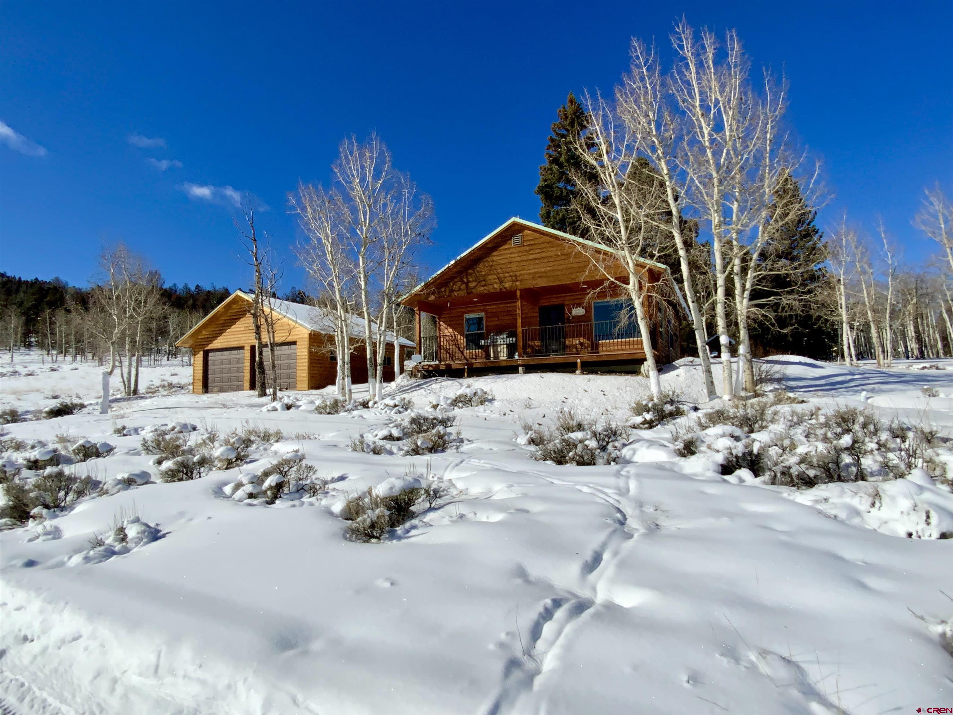 a front view of a house with a yard covered in snow