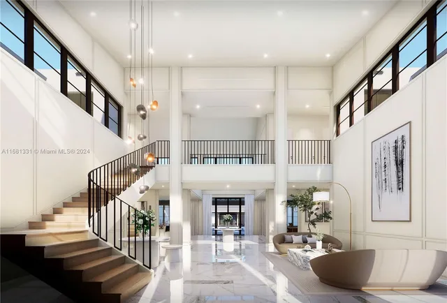 a living room with fireplace furniture and a potted plant