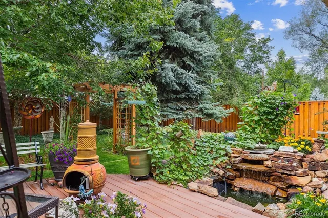 a backyard of a house with seating space