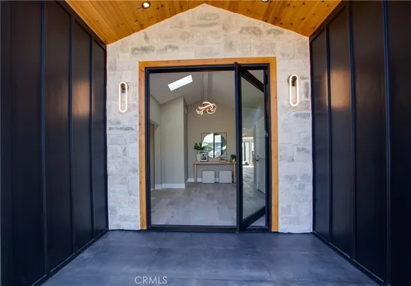 a view of a wooden door