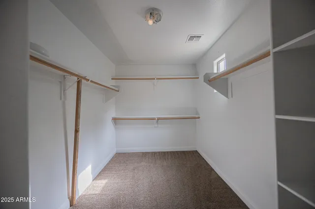 a view of an empty walk in closet