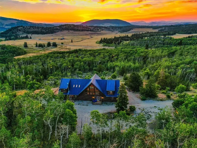 a view of a back yard of the green and white house