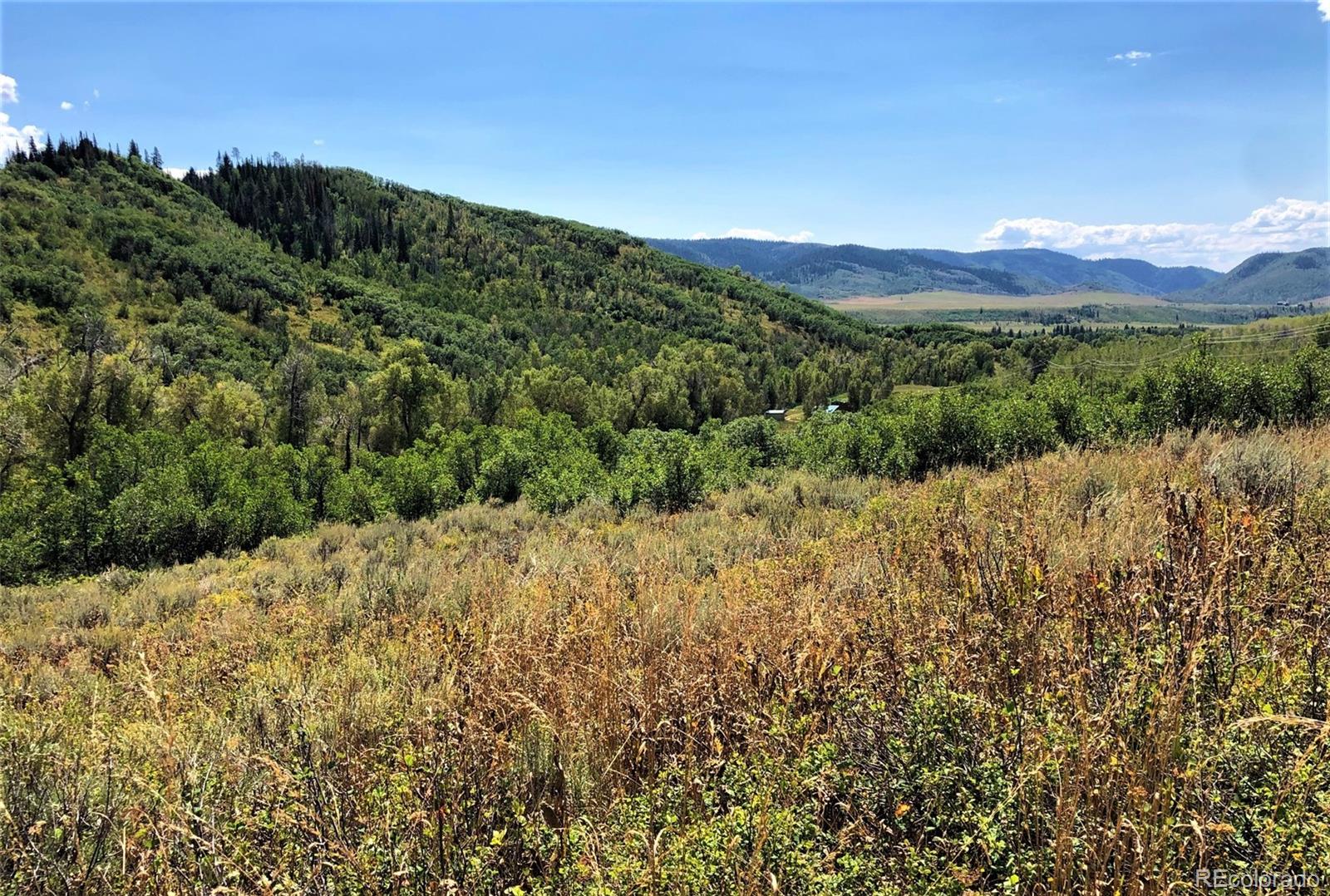a view of a mountain range with trees in the background
