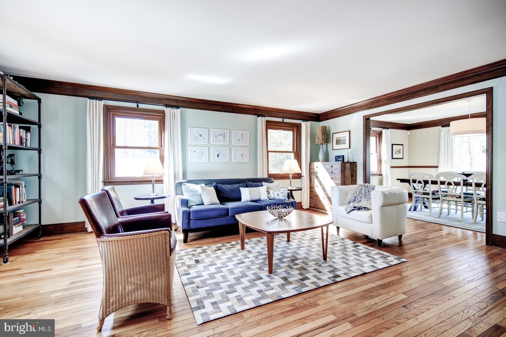 99 Springton Lake Road Media, PA 19063 - Photo 5 of 43 Living Room Opens to Dining Room