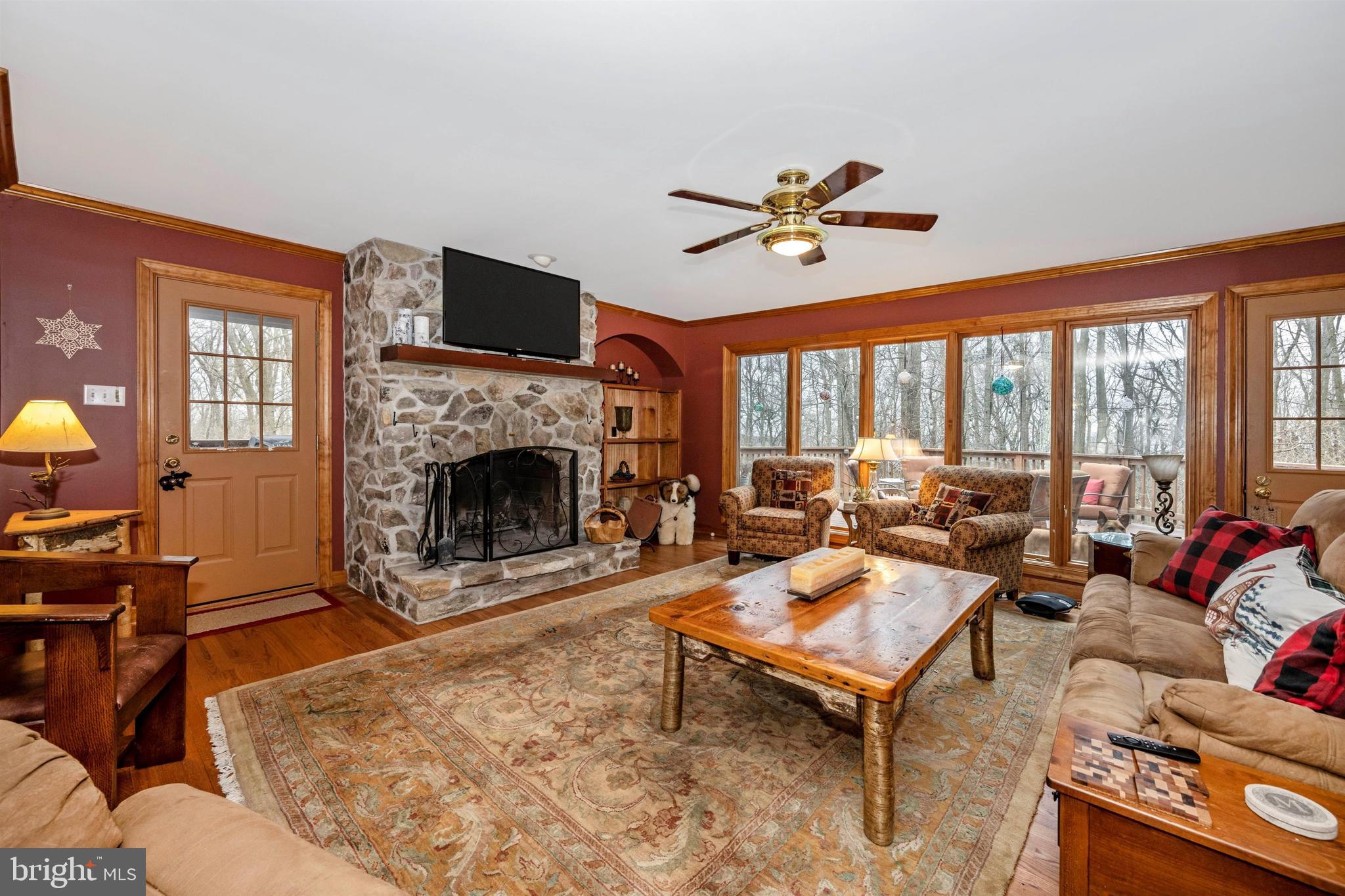 5130 Shookstown Road Frederick, MD 21702 - Photo 11 of 87 a living room with furniture a fireplace and a flat screen tv