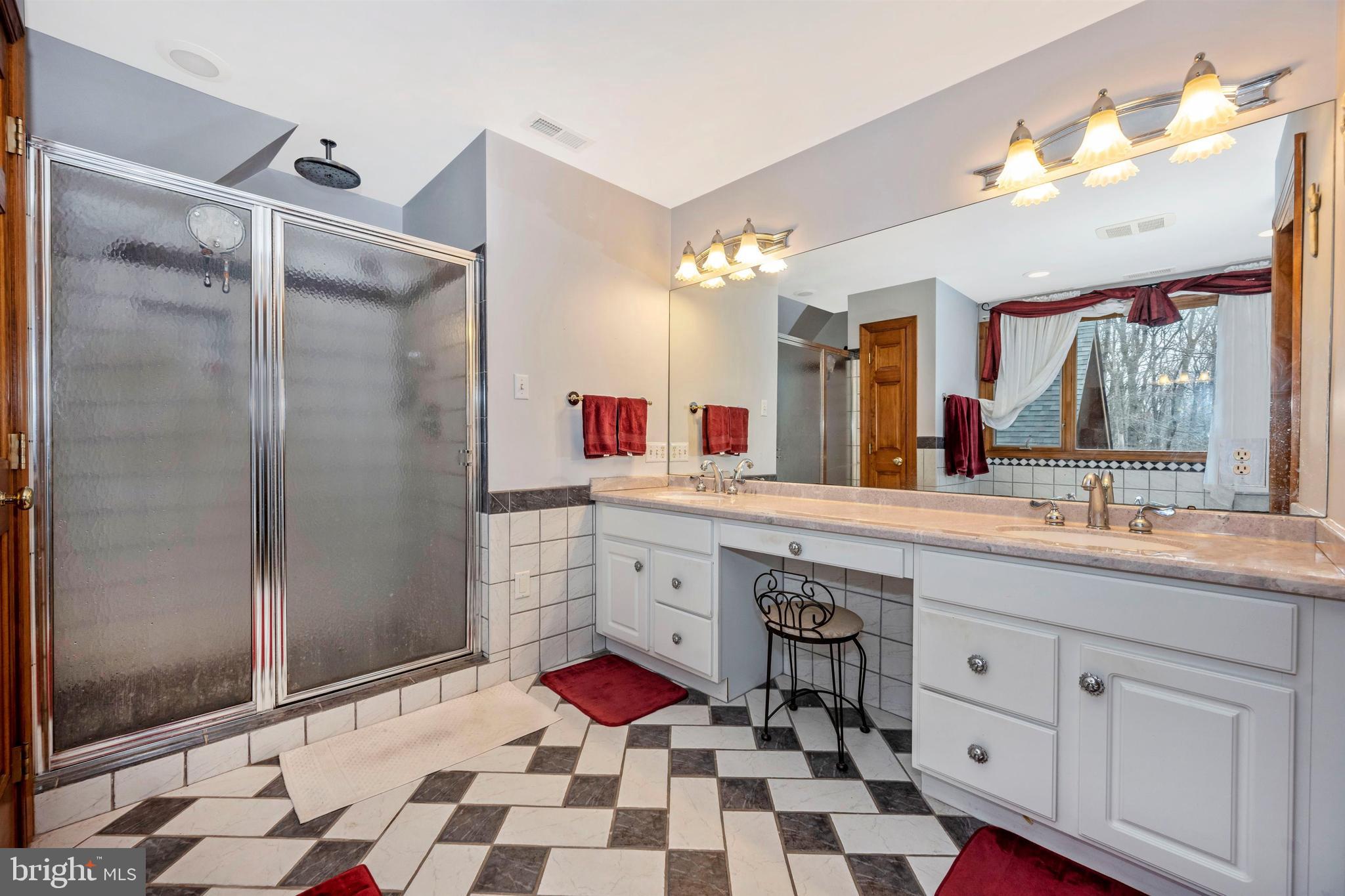 5130 Shookstown Road Frederick, MD 21702 - Photo 27 of 87 a spacious bathroom with a sink mirror and shower
