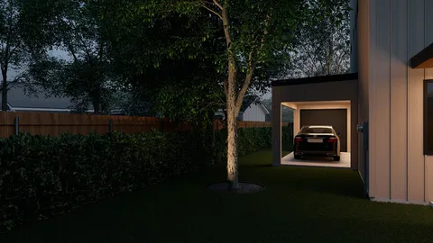 a view of backyard with potted plants and a table