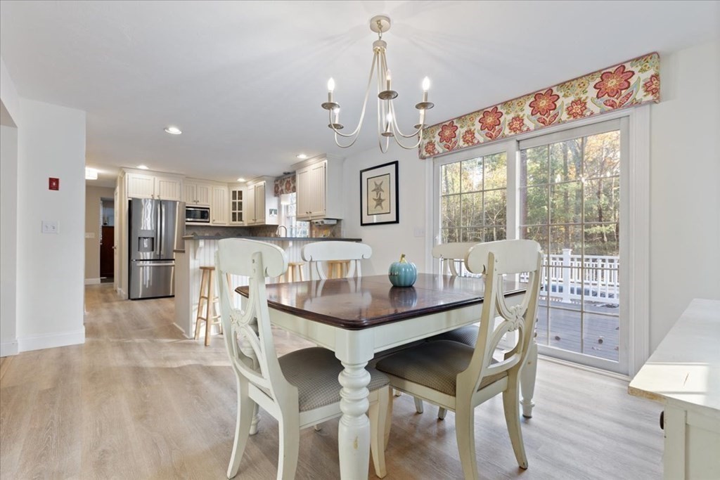 294 County Road Hanson, MA 02341 - Photo 13 of 38 a dining room with furniture a chandelier and wooden floor