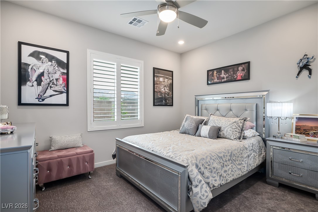 3018 Bounding Home Road North Las Vegas, NV 89086 - Photo 26 of 43 Bedroom featuring dark carpet and ceiling fan