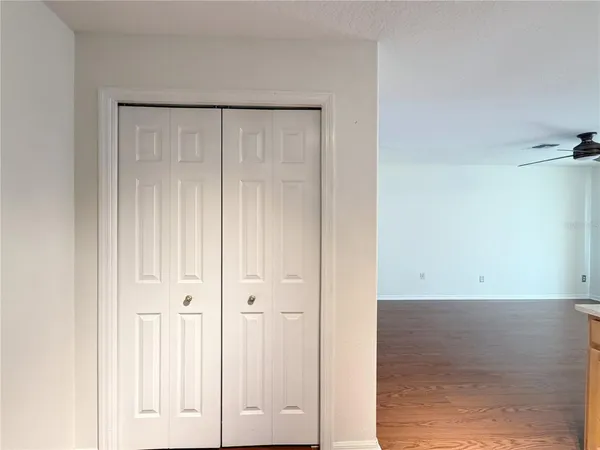 an empty room with a sliding door