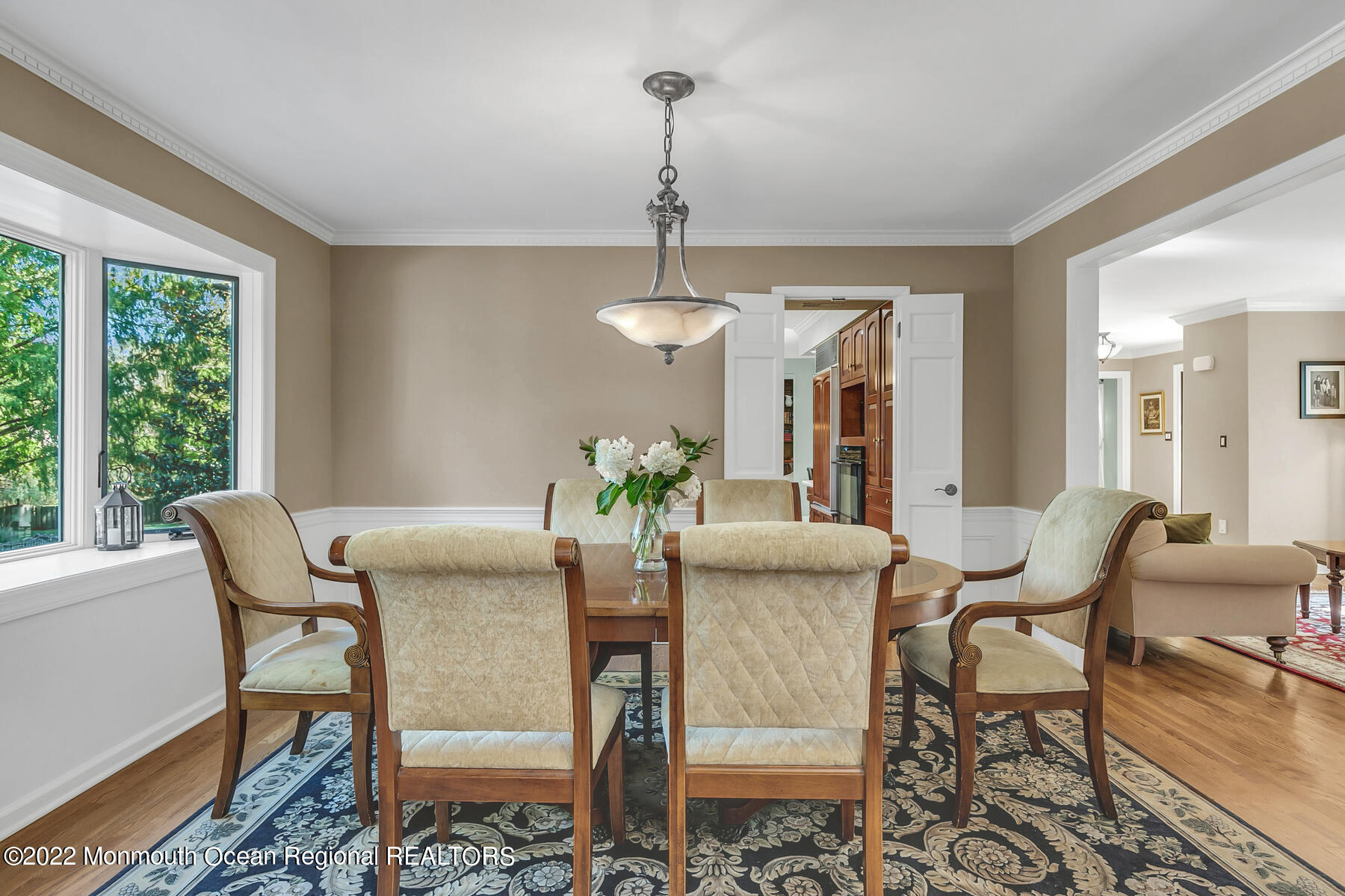 25 Spring Garden Avenue Colts Neck, NJ 07722 - Photo 9 of 58 a dining room with furniture a chandelier and window