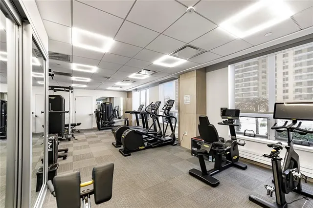 a view of a room with gym equipment