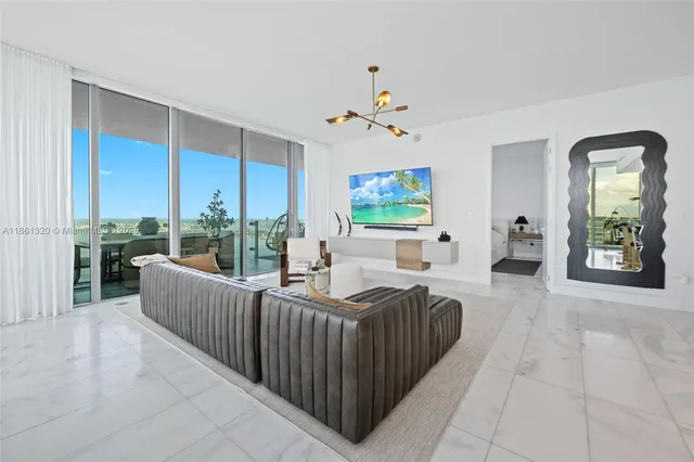 a living room with fireplace furniture and a flat screen tv