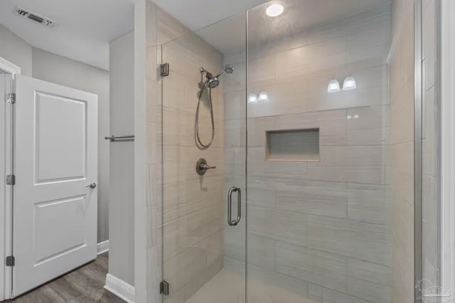a bathroom with a shower
