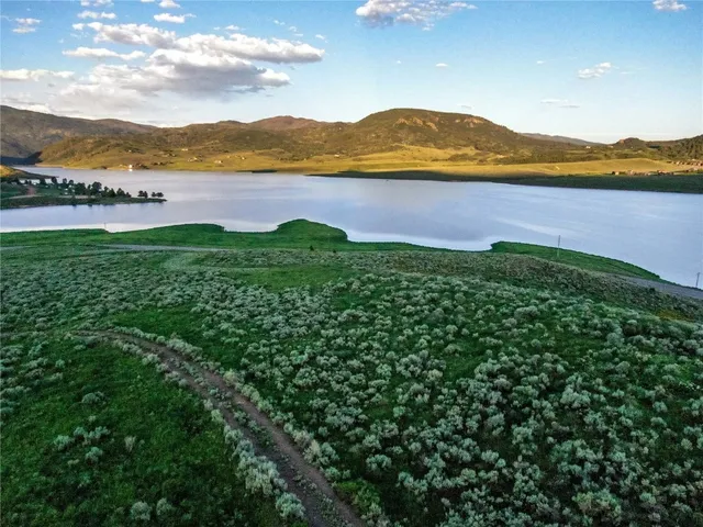 a view of an lake and a mountain